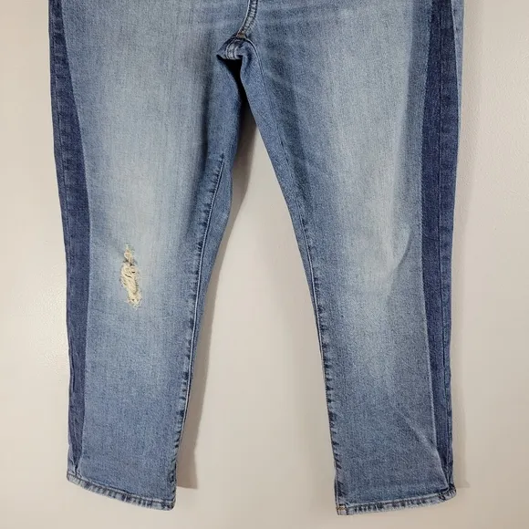 MADEWELL The High-Rise Slim Boyjean Raebrook wash distressed cropped denim jeans