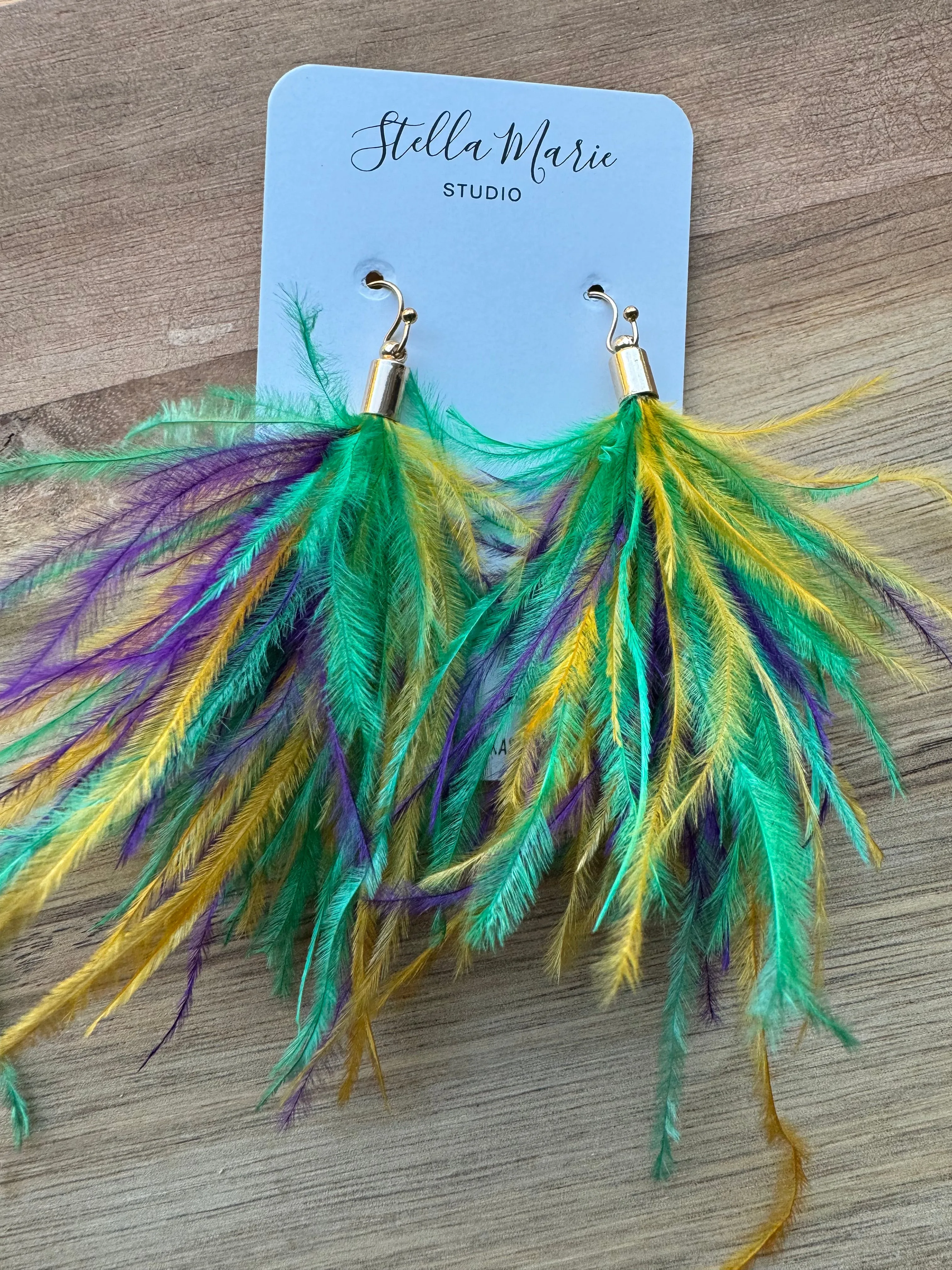 Mardi Gras Feather Earrings