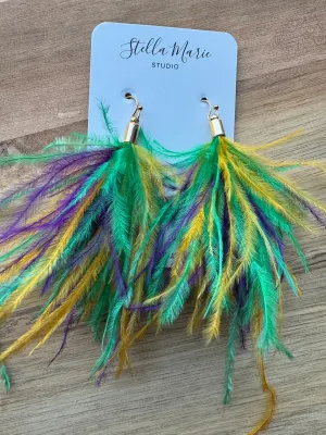 Mardi Gras Feather Earrings