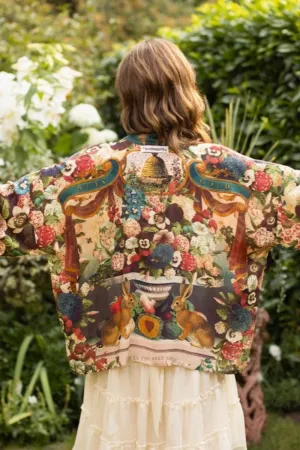 MARKET OF STARS STAY GOLD FLORAL CROPPED BAMBOO KIMONO