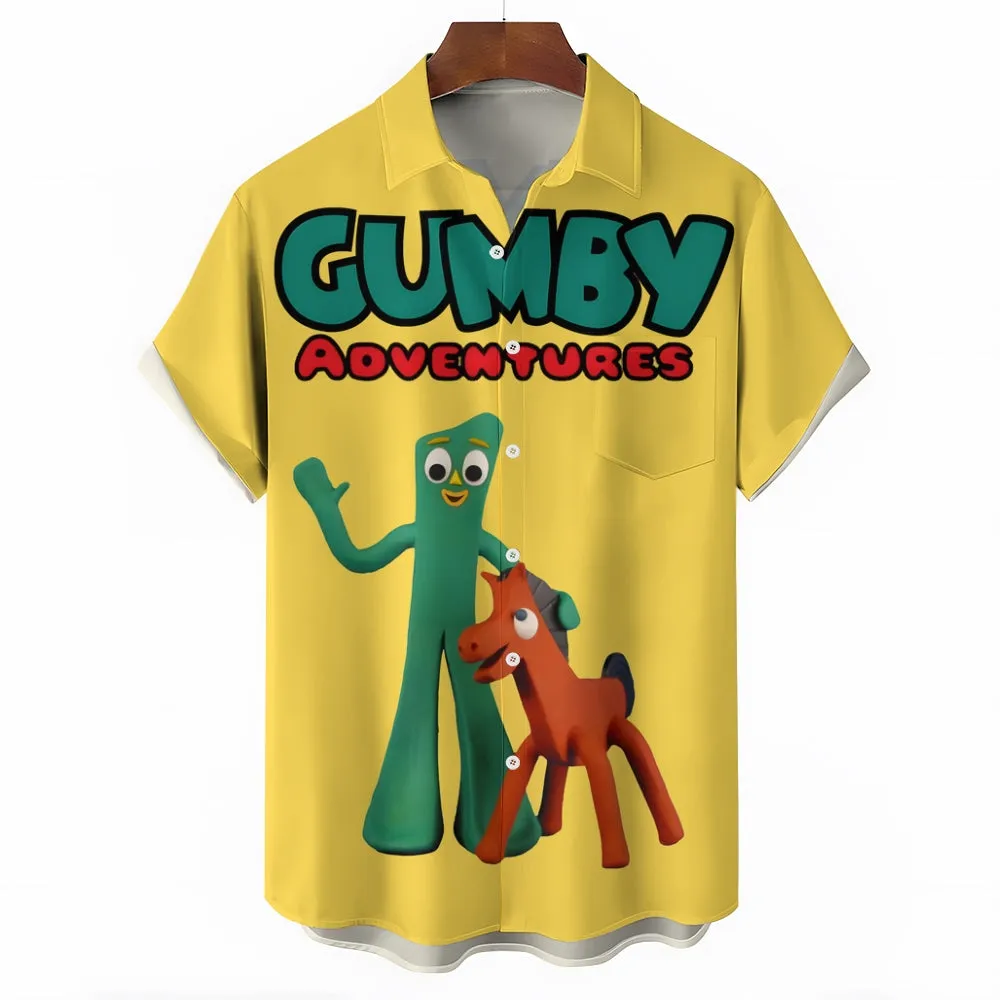 Men's 80's Retro Cartoon Print Short Sleeve Shirt