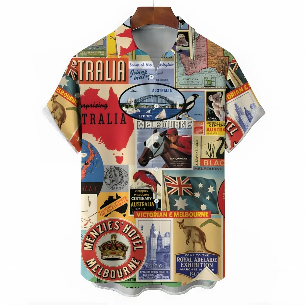 Men's Australia Day Landmark Kangaroo Casual Shirt 2501004662