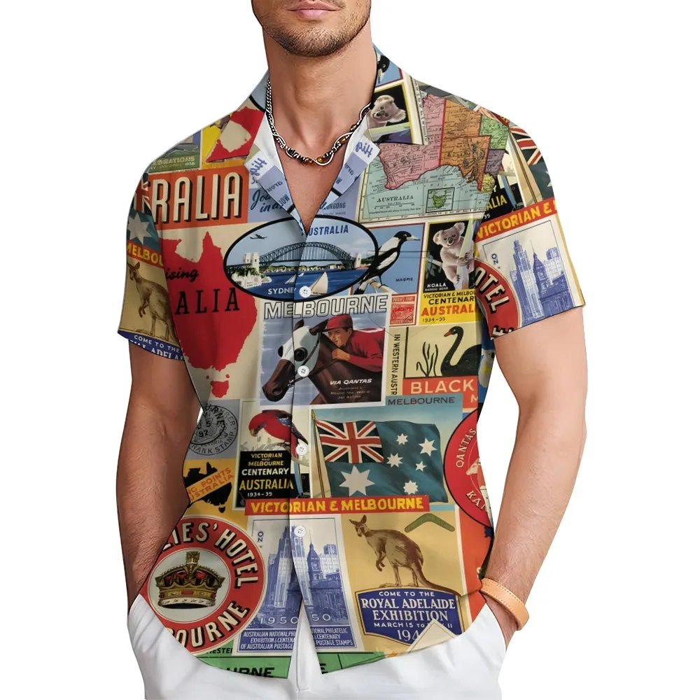 Men's Australia Day Landmark Kangaroo Casual Shirt 2501004662