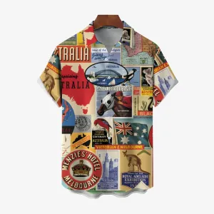 Men's Australia Day Landmark Kangaroo Casual Shirt 2501004662