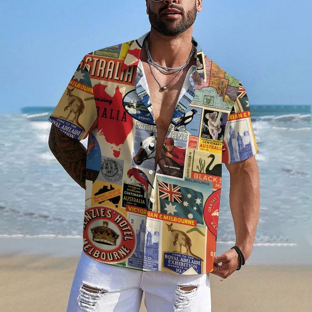Men's Australia Day Landmark Kangaroo Casual Shirt 2501004662