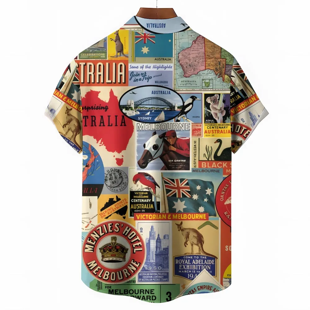 Men's Australia Day Landmark Kangaroo Casual Shirt 2501004662