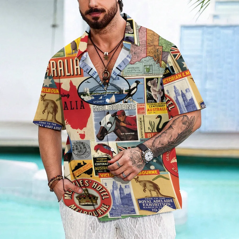 Men's Australia Day Landmark Kangaroo Casual Shirt 2501004662