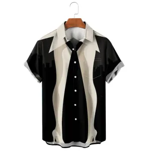 Men's Hawaiian Shirts Visual Dislocation Lady Print Short Sleeve Shirt