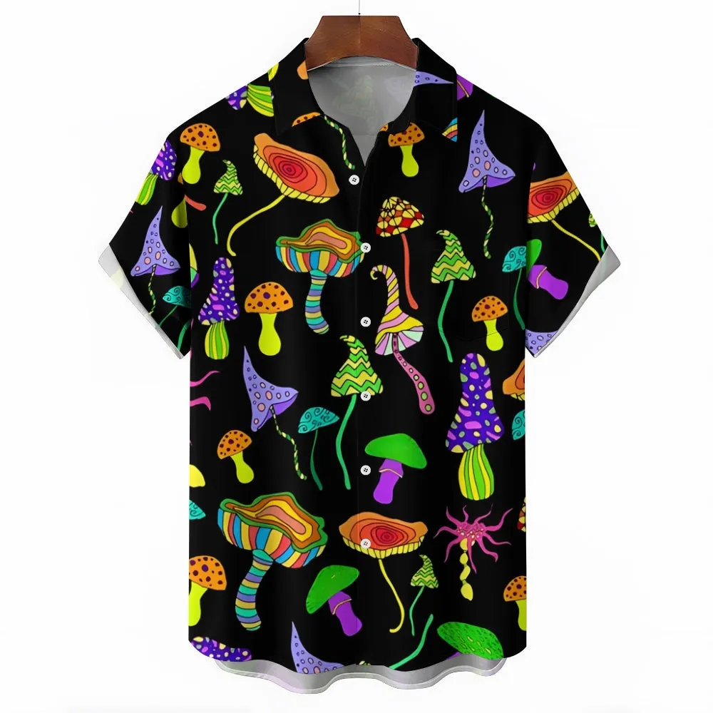 Men's Mushrooms Graphic Print Short Sleeve Shirt 2412006688