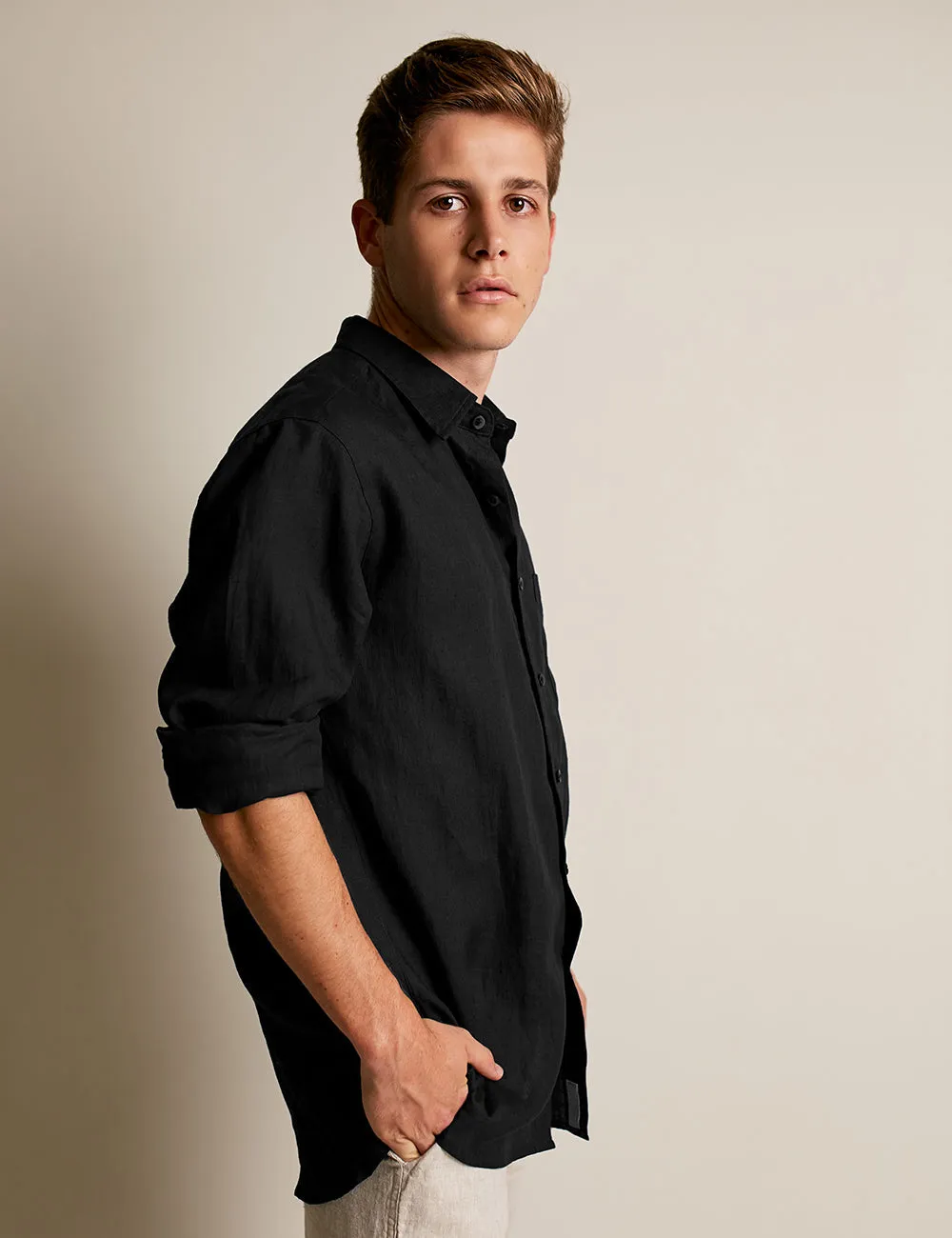 MENS SHIRT | CASUAL FIT | LONG SLEEVE | BLACK