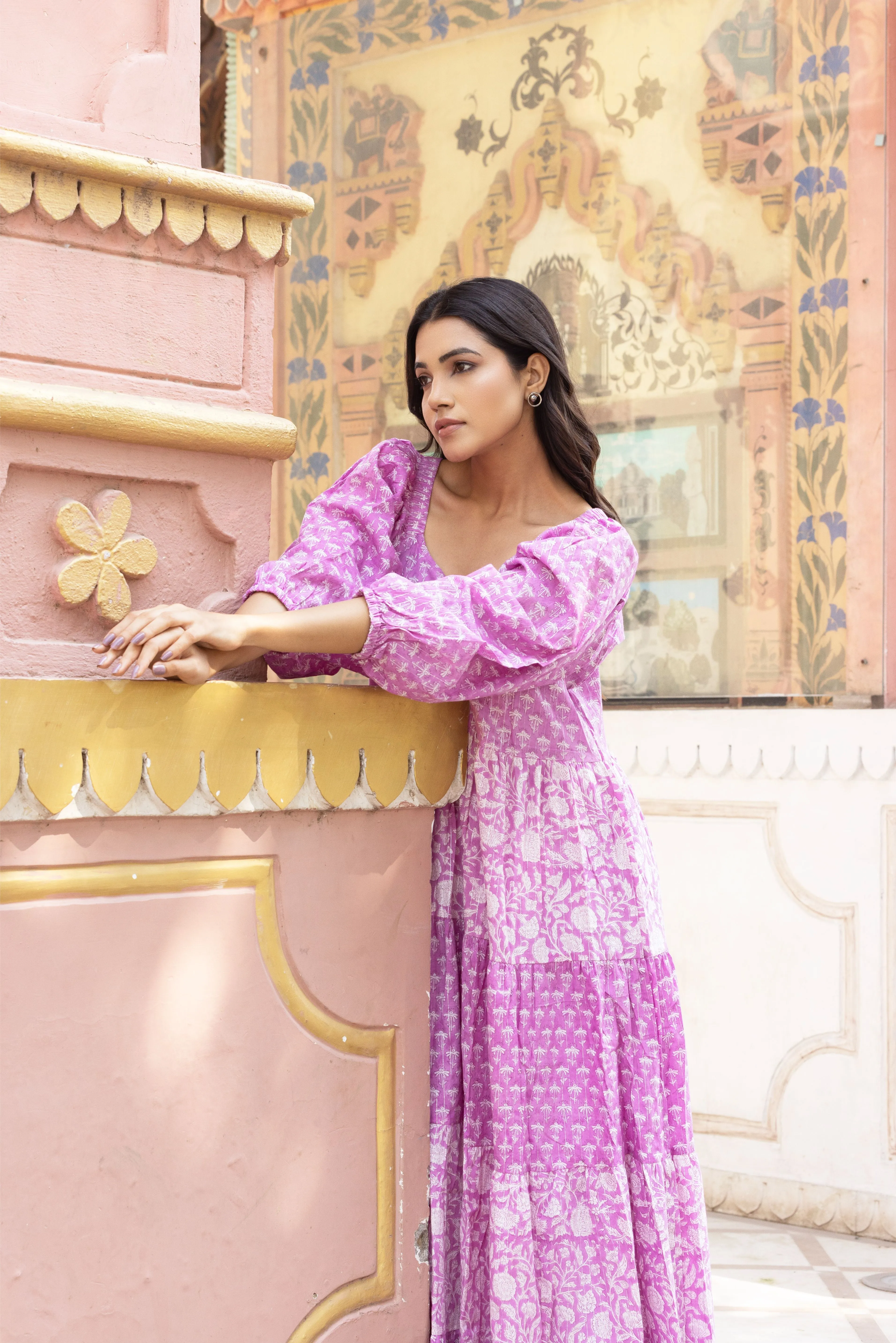 Mink Tier Ruffle Dress