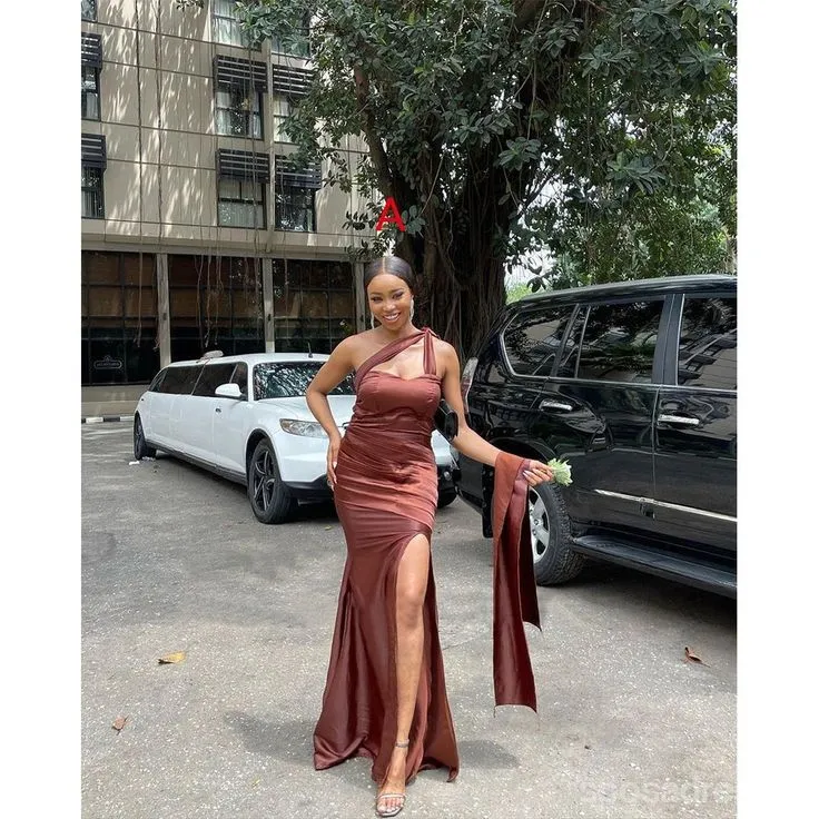 Mismached Chocolate Side Slit Simple Mermaid Long Cheap Charming Bridesmaid Dresses , BDS0152