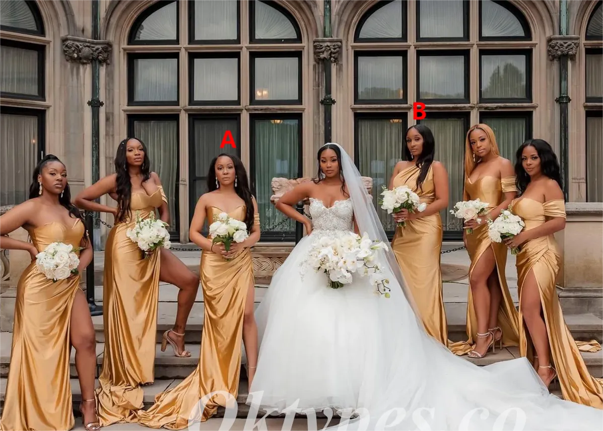 Mismatched Sexy Soft Satin Mermaid Side Slit Floor Length Bridesmaid Dressses, BDS0225