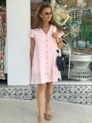 Missy Broderie Anglaise Dress - Soft Pink