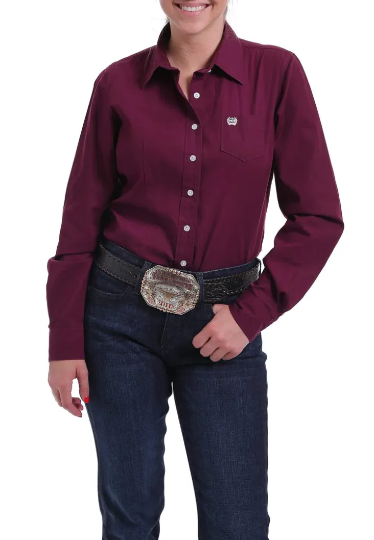 MSW9164030 Cinch Women's Arena Shirt Burgundy
