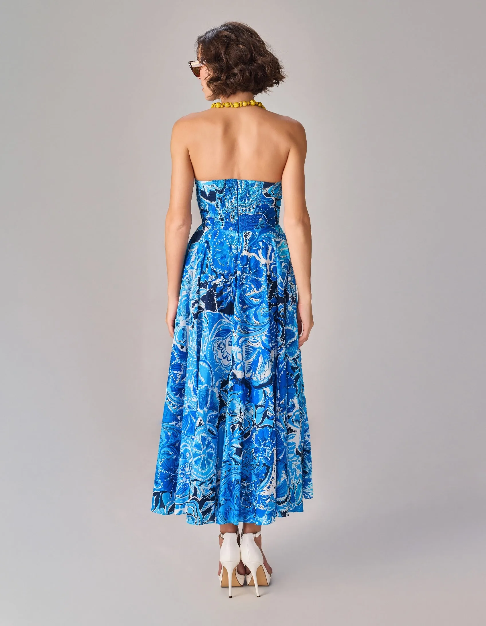 Myra blue abstract floral dress