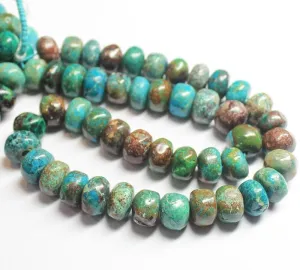 Natural Chrysocolla Smooth Polished Rondelle Loose Beads Strand 14" 10mm 12mm