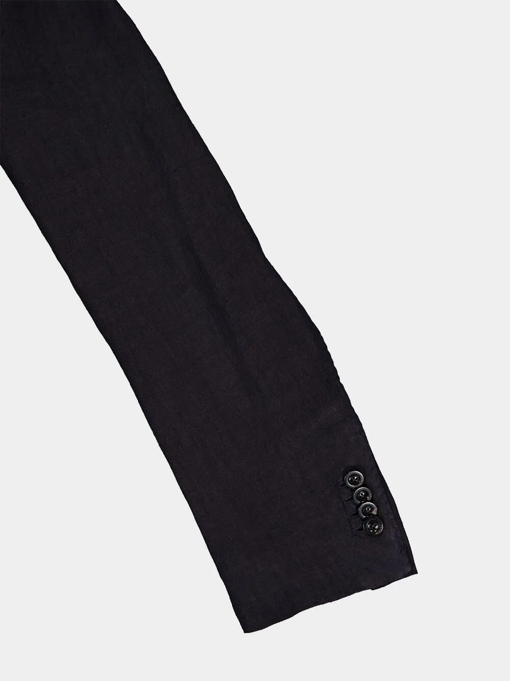 Navy Blue Linen Notch-Lapel Jacket