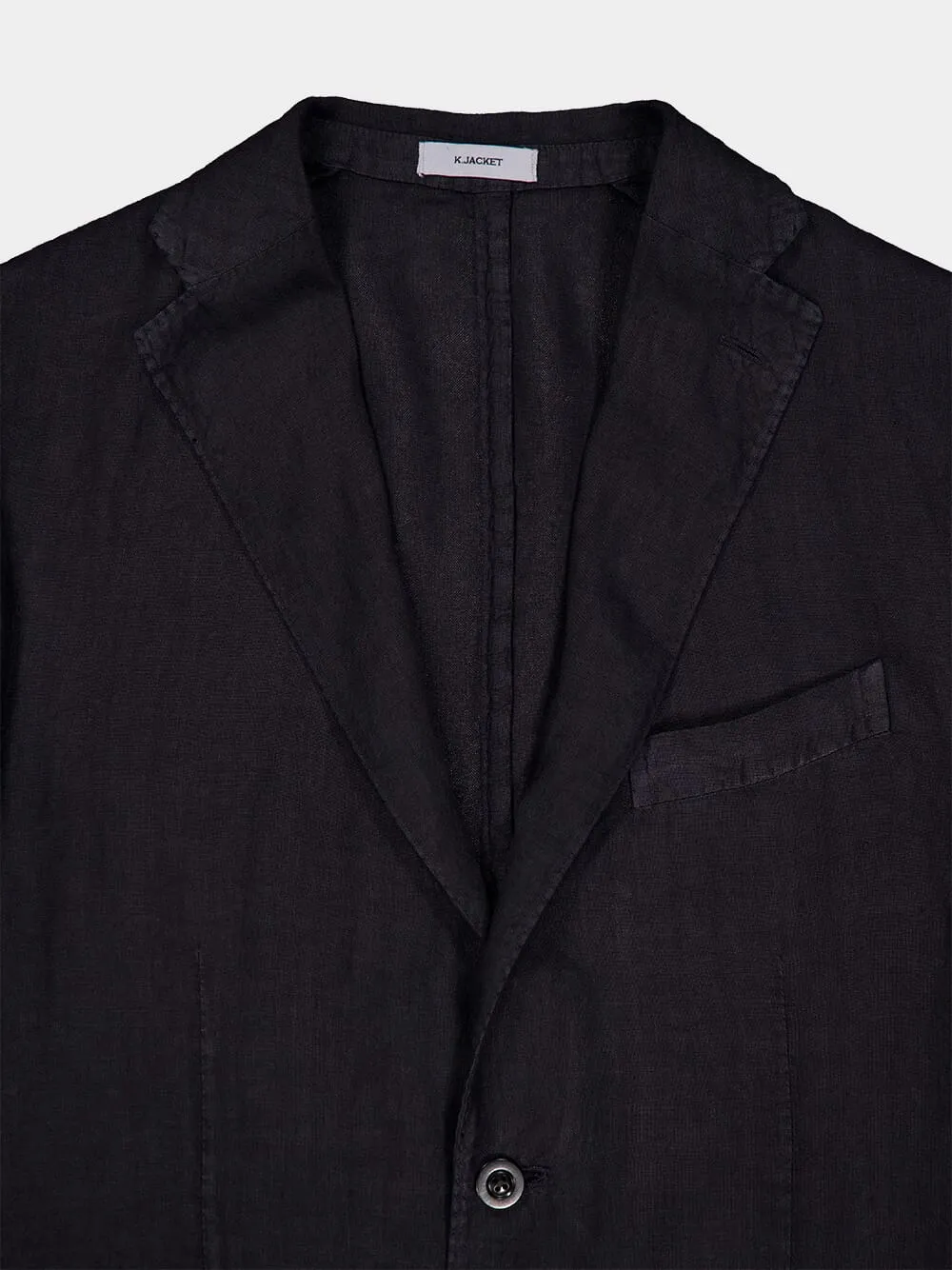 Navy Blue Linen Notch-Lapel Jacket