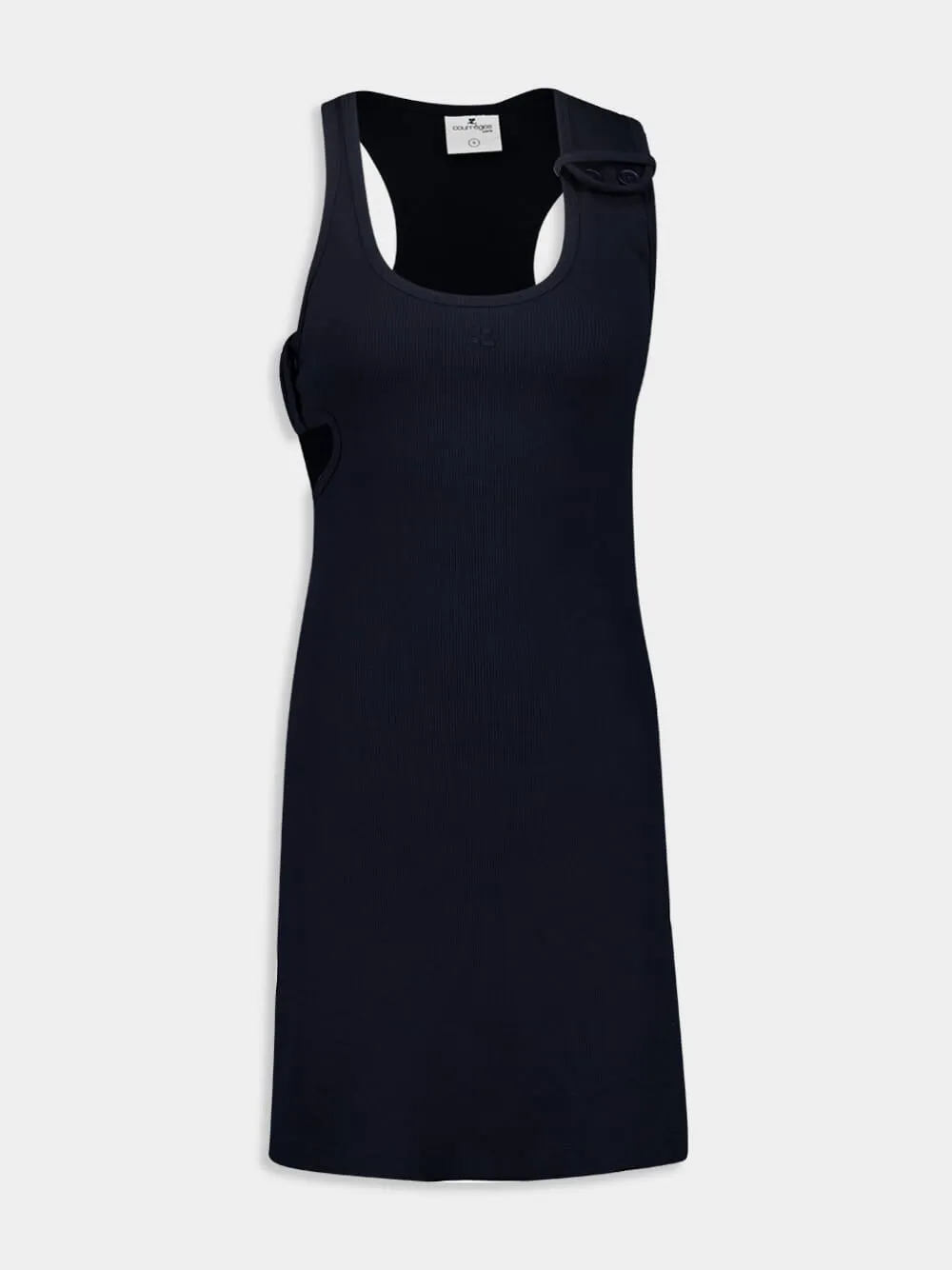 Navy Double Buckle 90's Rib Dress