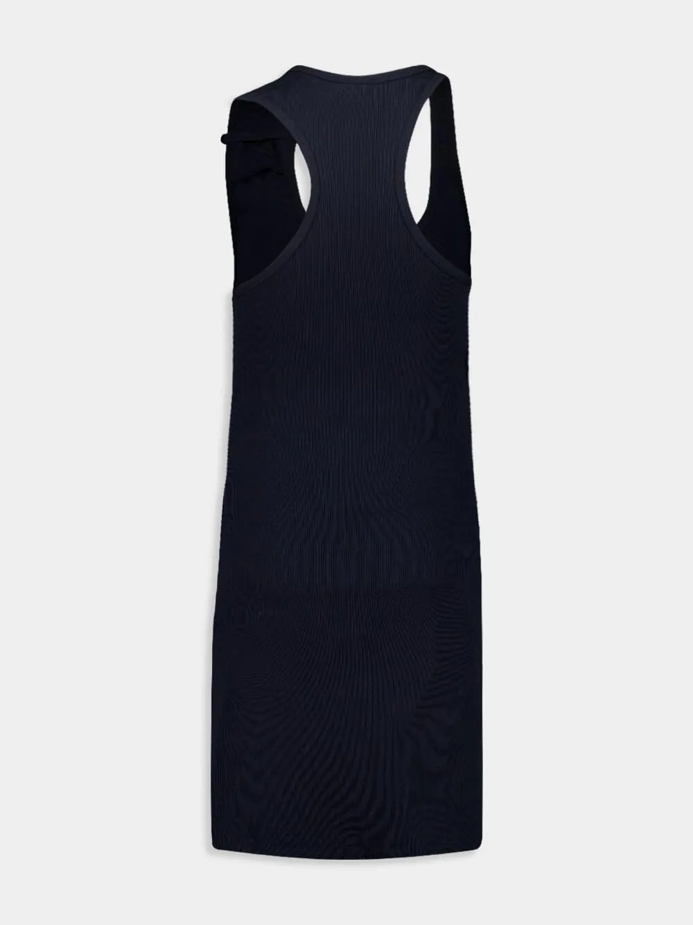 Navy Double Buckle 90's Rib Dress