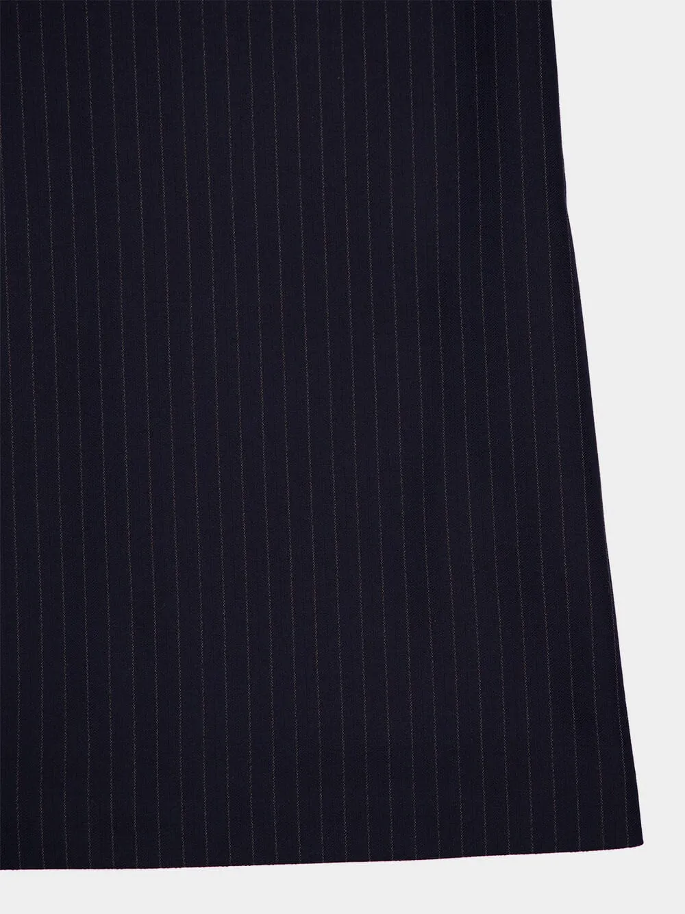 Navy Pinstriped Sleeveless Dress