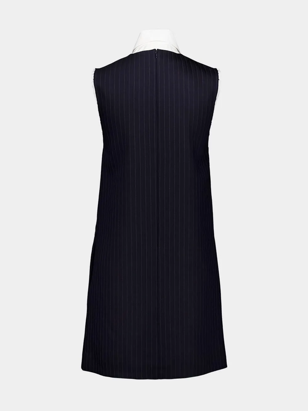 Navy Pinstriped Sleeveless Dress