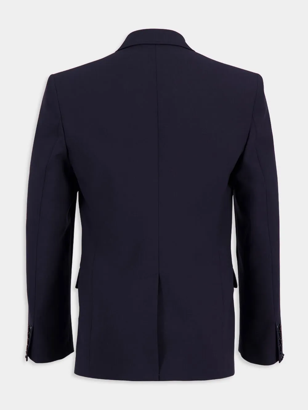 Navy Single-Breasted Wool Blazer