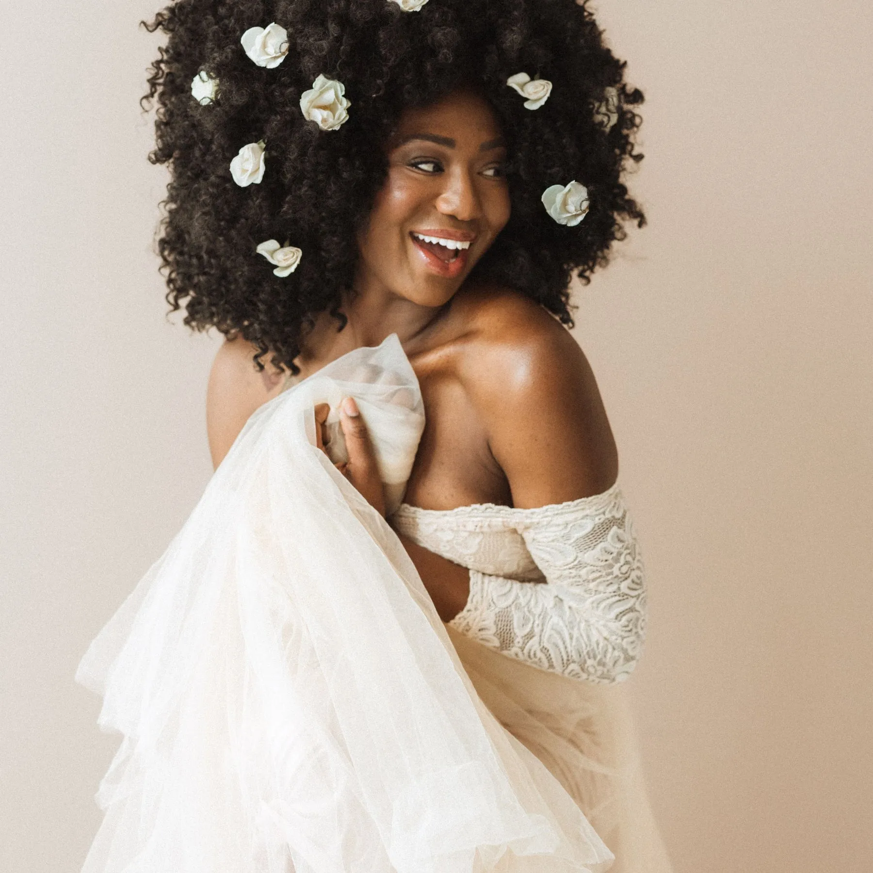 Off-The-Shoulder Ivory Wedding  Dress #1134