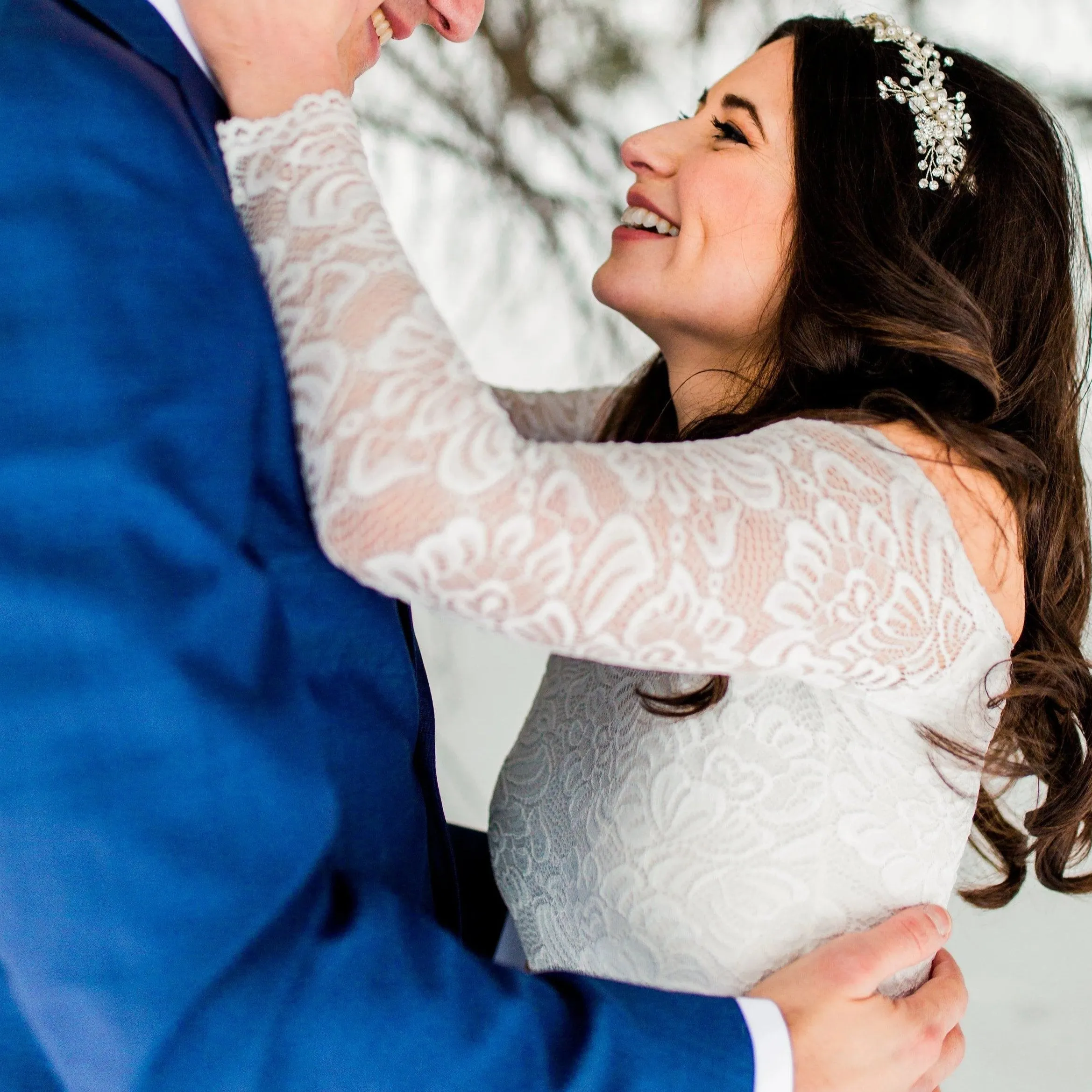 Off-The-Shoulder Ivory Wedding  Dress #1134