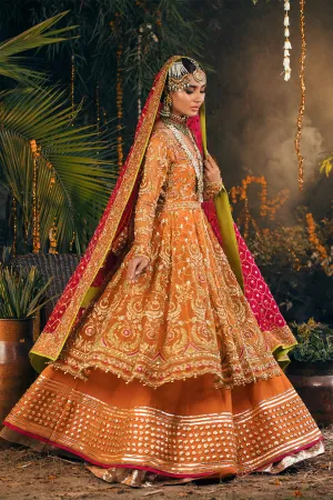 Orange Long Frock Lehenga for Pakistani Bridal Dresses