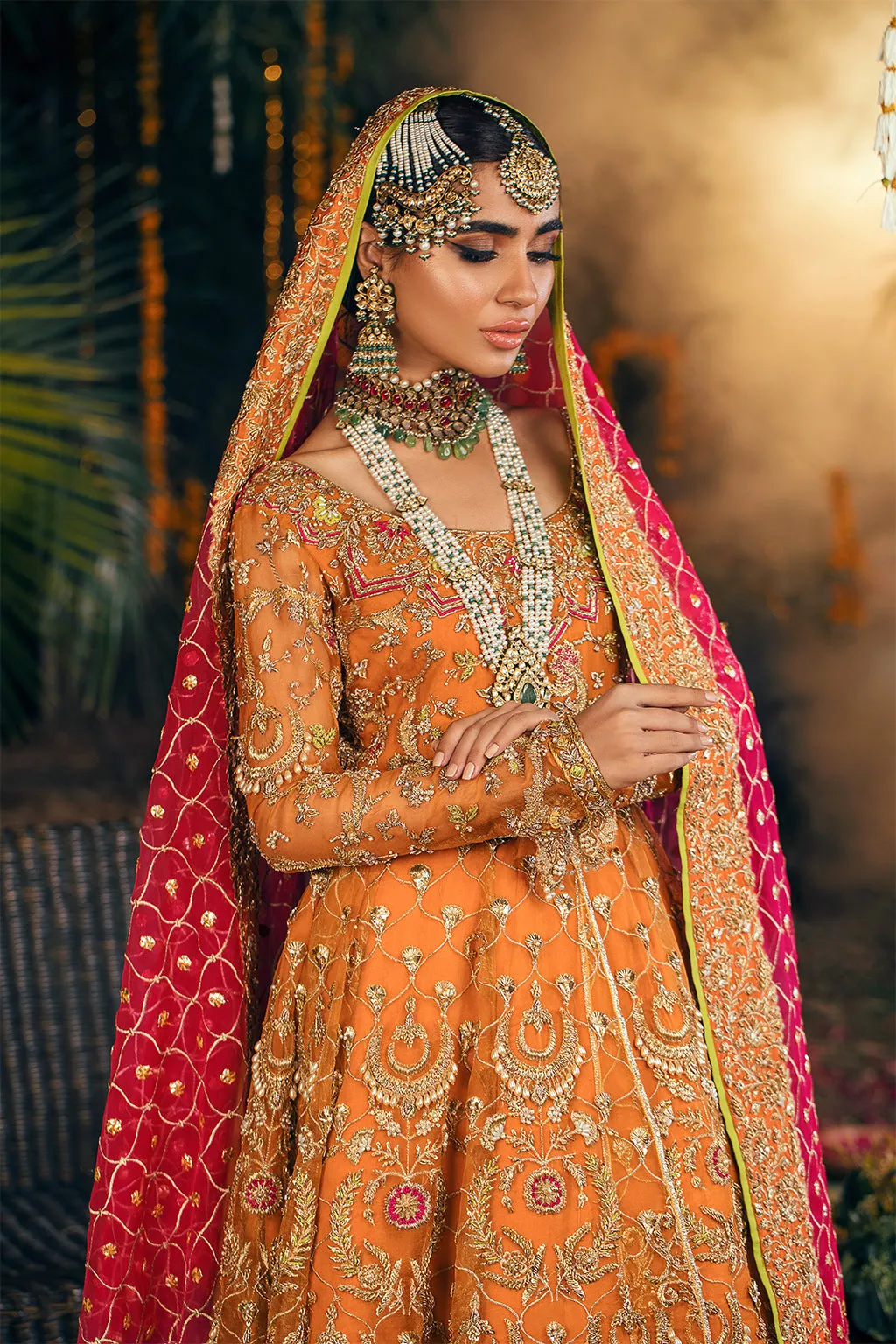 Orange Long Frock Lehenga for Pakistani Bridal Dresses