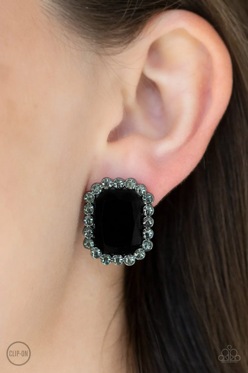 Paparazzi Glitter Enthusiast - Black Clip-On Earrings