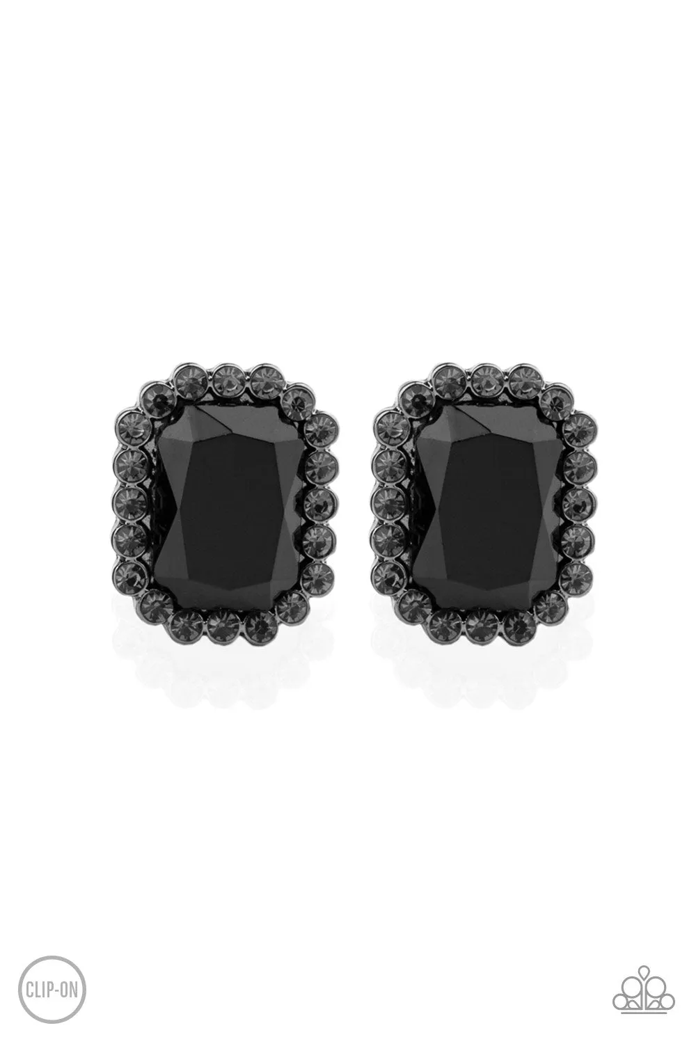 Paparazzi Glitter Enthusiast - Black Clip-On Earrings