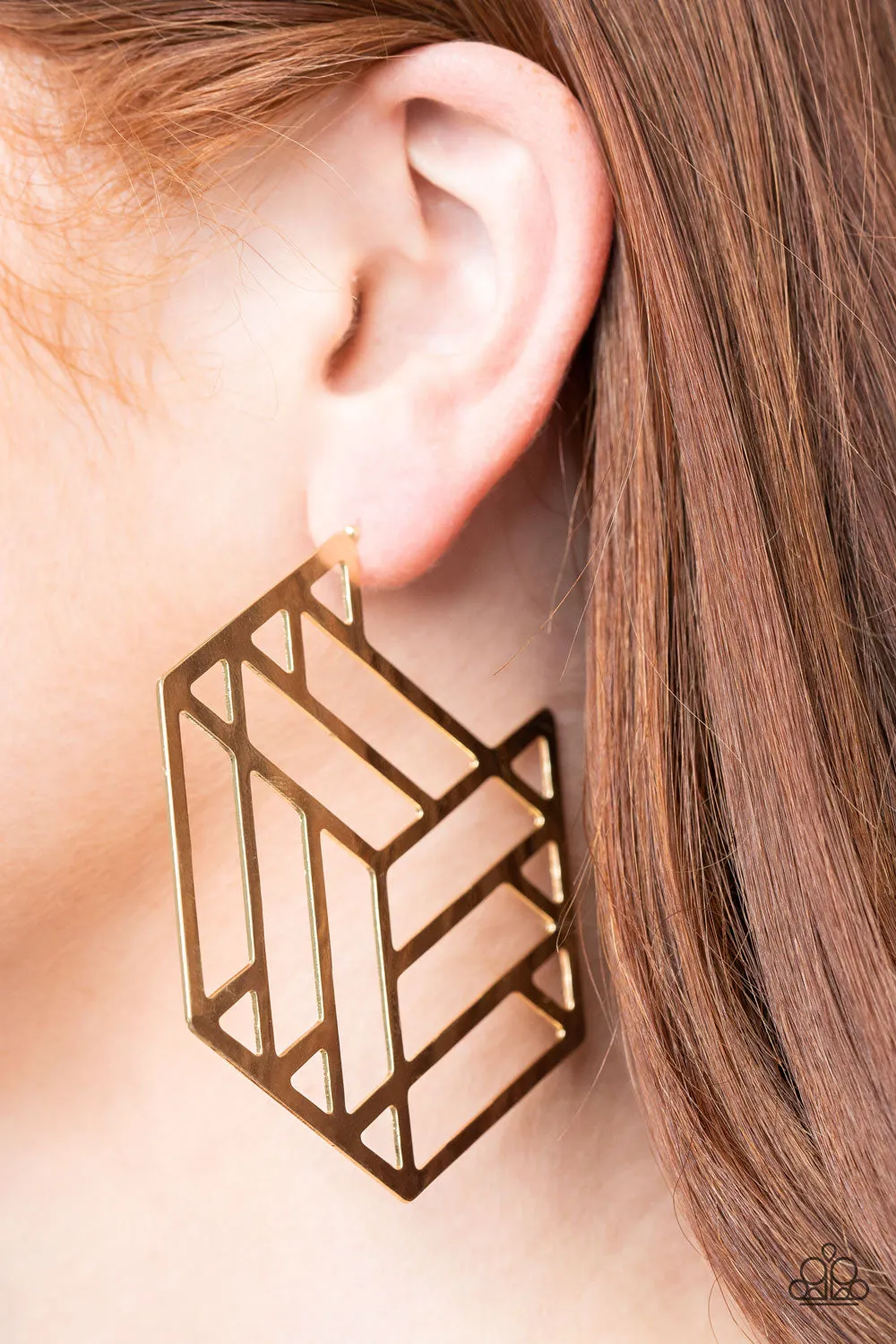 Paparazzi Gotta Get GEO-ing - Gold Hoop Earrings