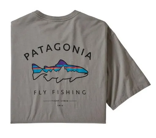 Patagonia Mens Framed Fitz Roy Trout Organic Grey Tee Shirt