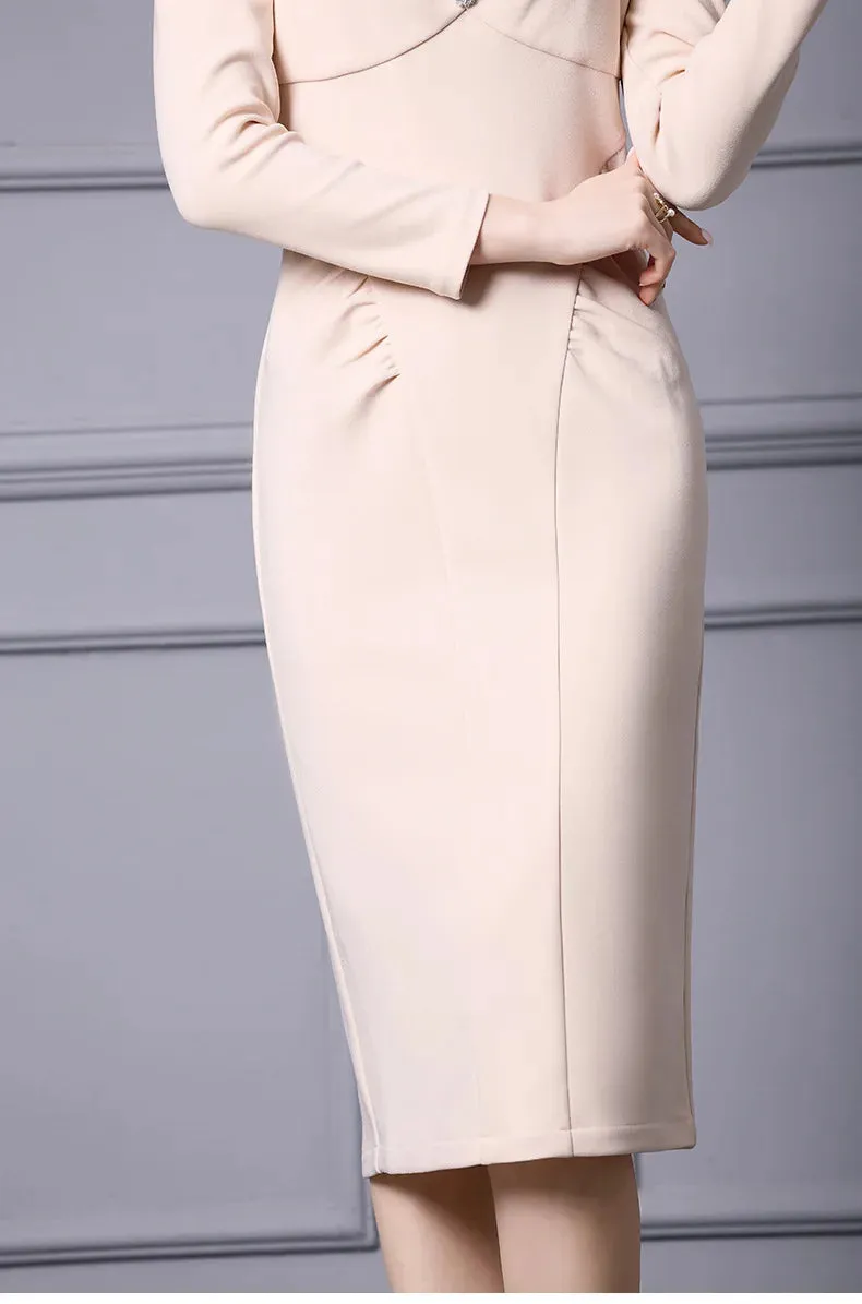 Patricia Puff Sleeve Fold Light Luxury Banquet Bag Hip dress