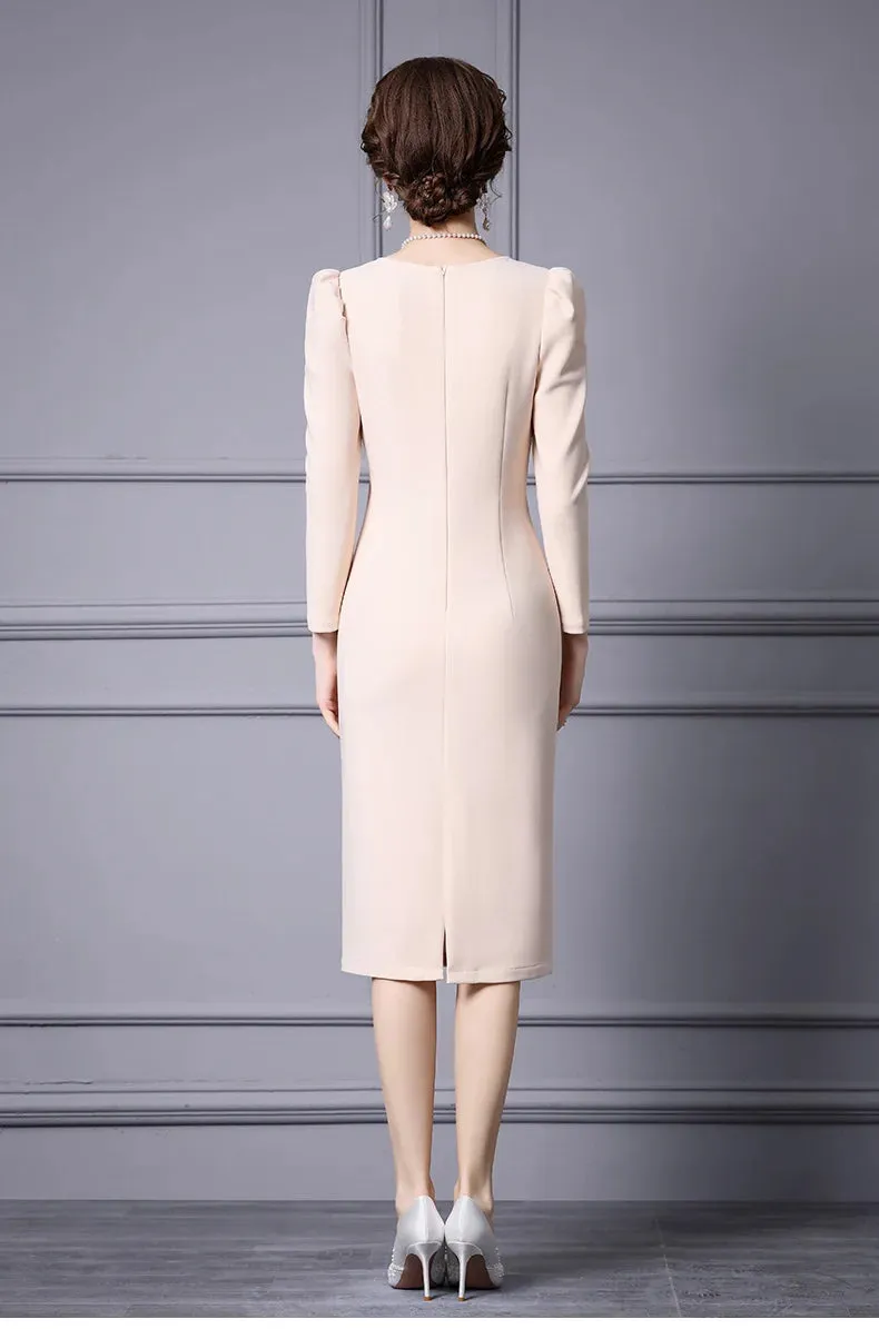 Patricia Puff Sleeve Fold Light Luxury Banquet Bag Hip dress