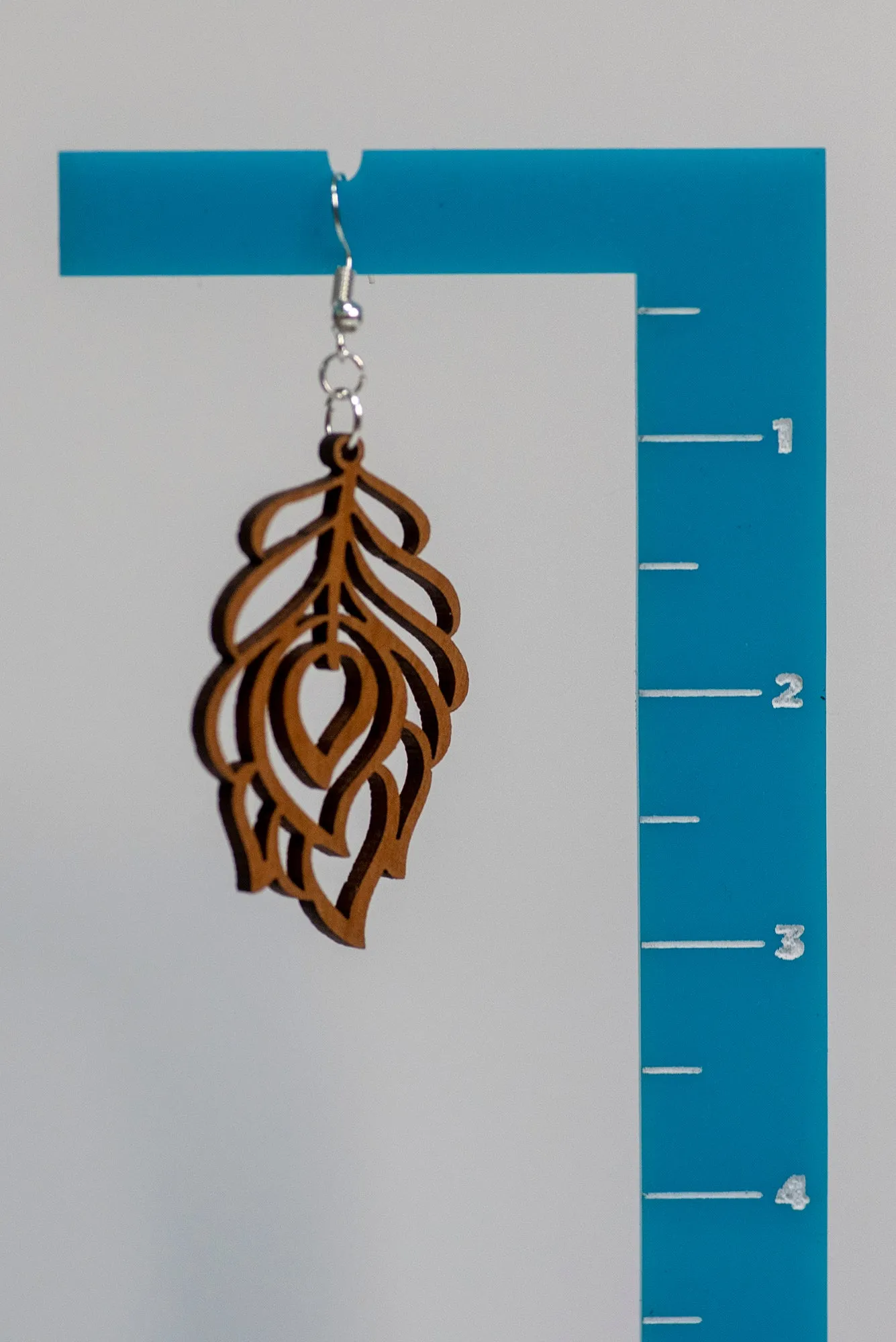 Peacock Feather Wood Earrings