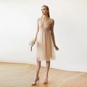 Pink Tulle and Lace Short Dress #1157