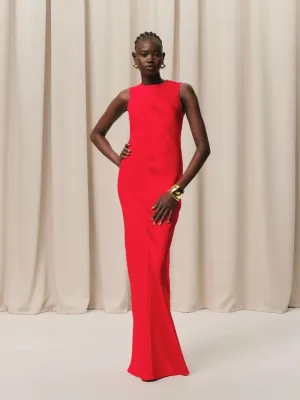 Poppy Red Long Straight Dress