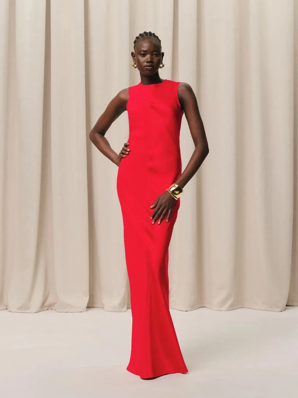 Poppy Red Long Straight Dress