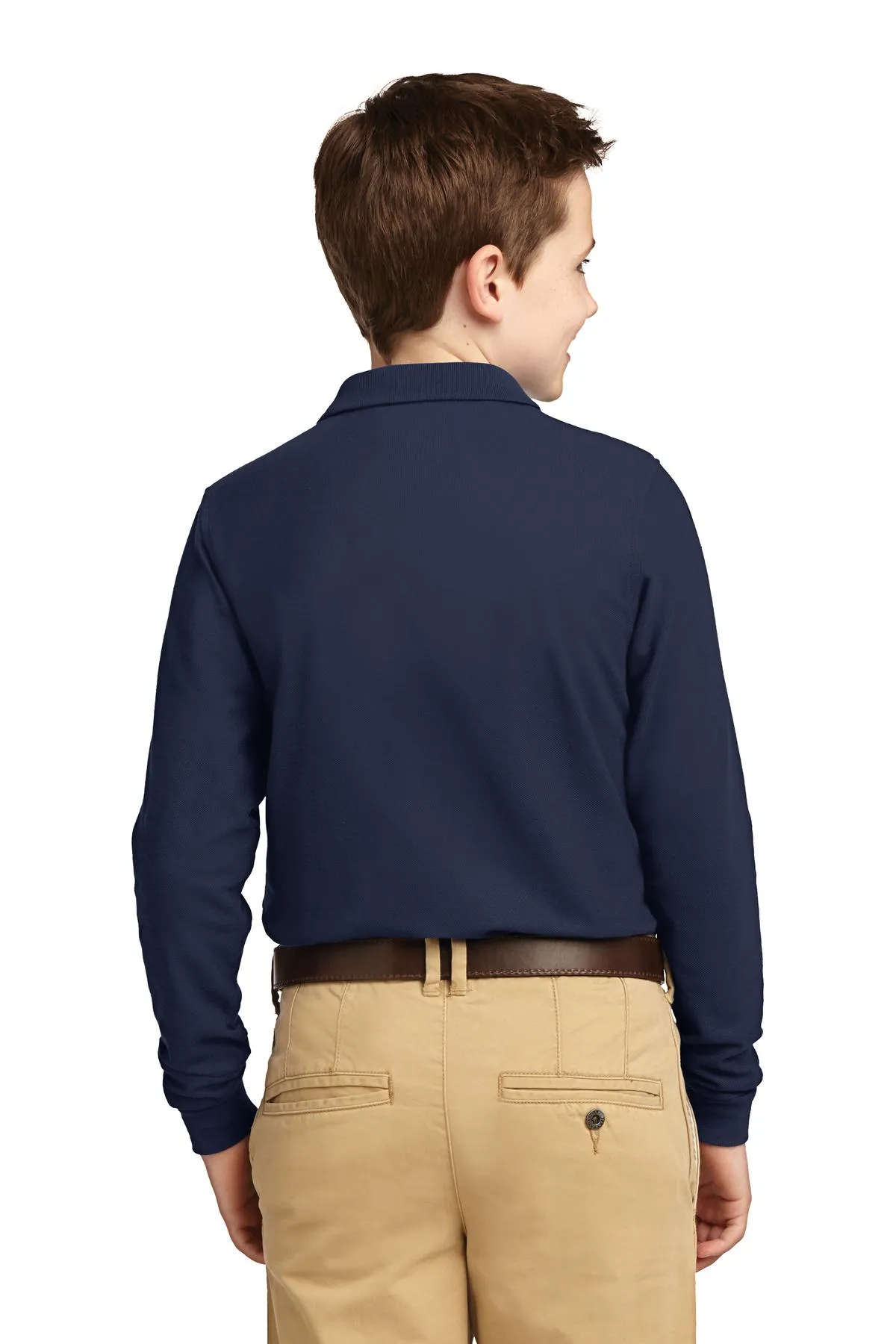 Port Authority Youth Long Sleeve Silk Touch Polo.  Y500LS Navy
