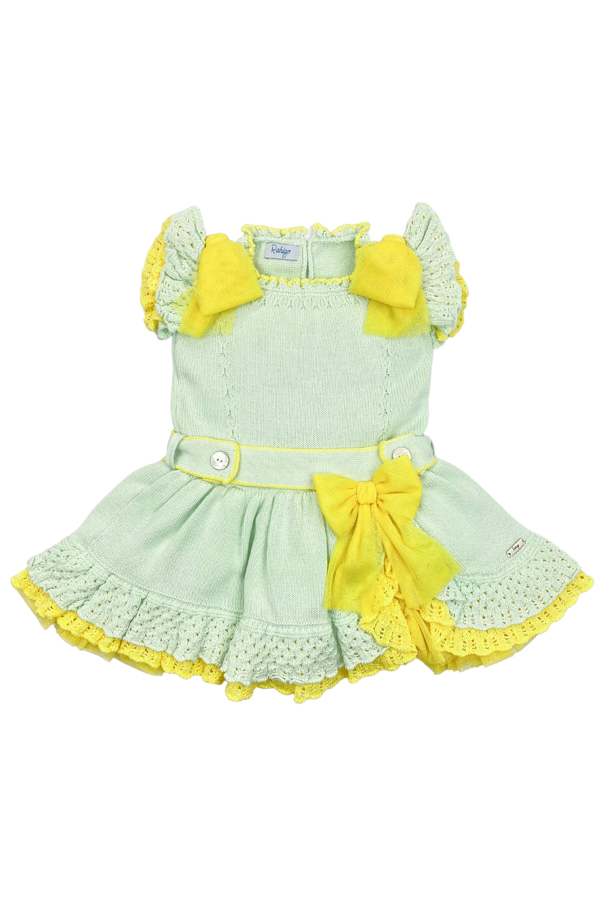 "Ava" Mint & Yellow Knit Tulle Dress
