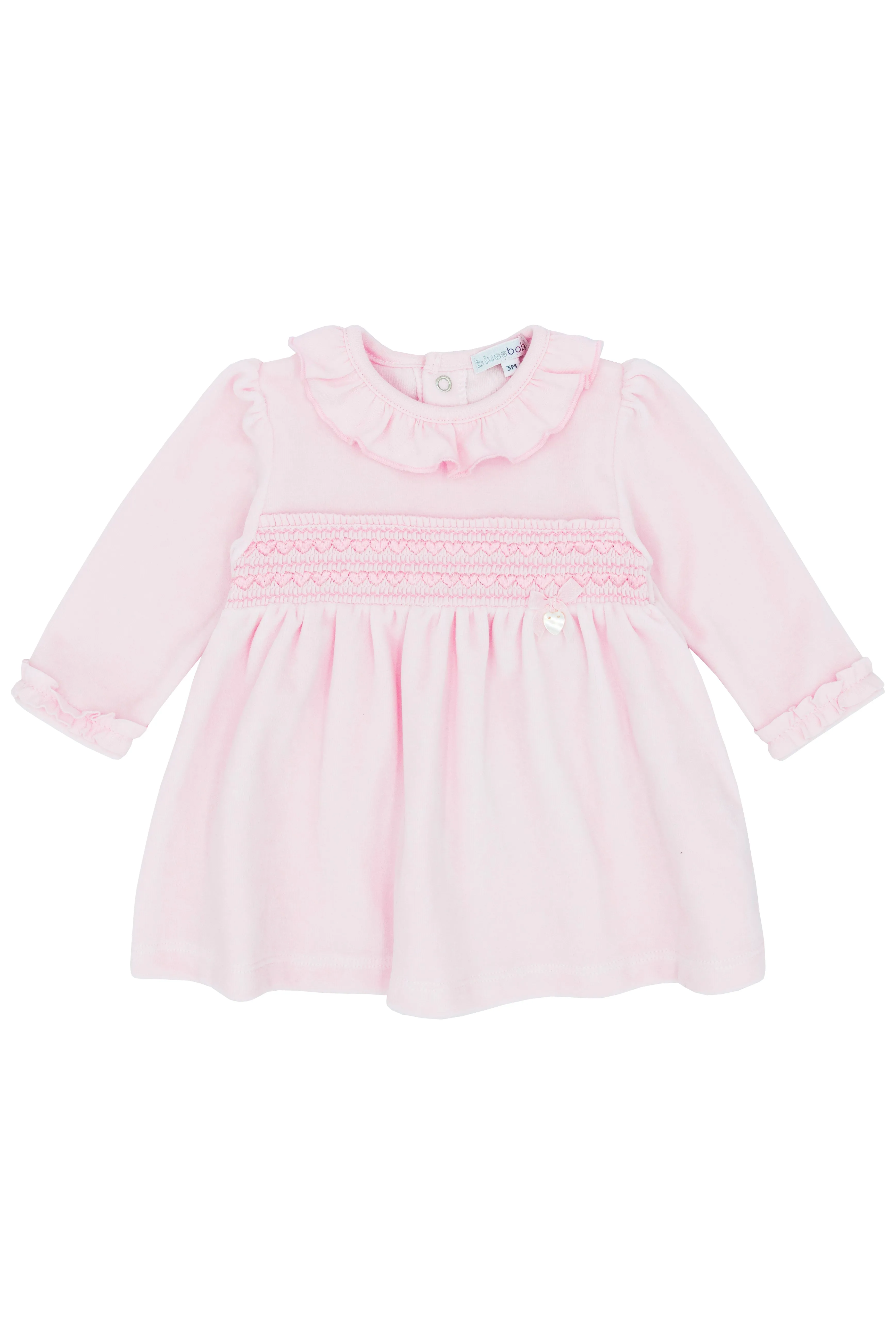"Siena" Pink Smocked Velour Dress