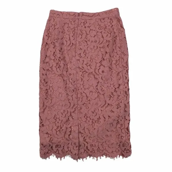 Rachel Parcell Pencil Skirt Pink Venetian Lace High Waist Knee Length Sz XS $129
