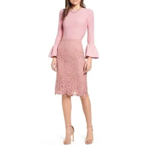 Rachel Parcell Pencil Skirt Pink Venetian Lace High Waist Knee Length Sz XS $129