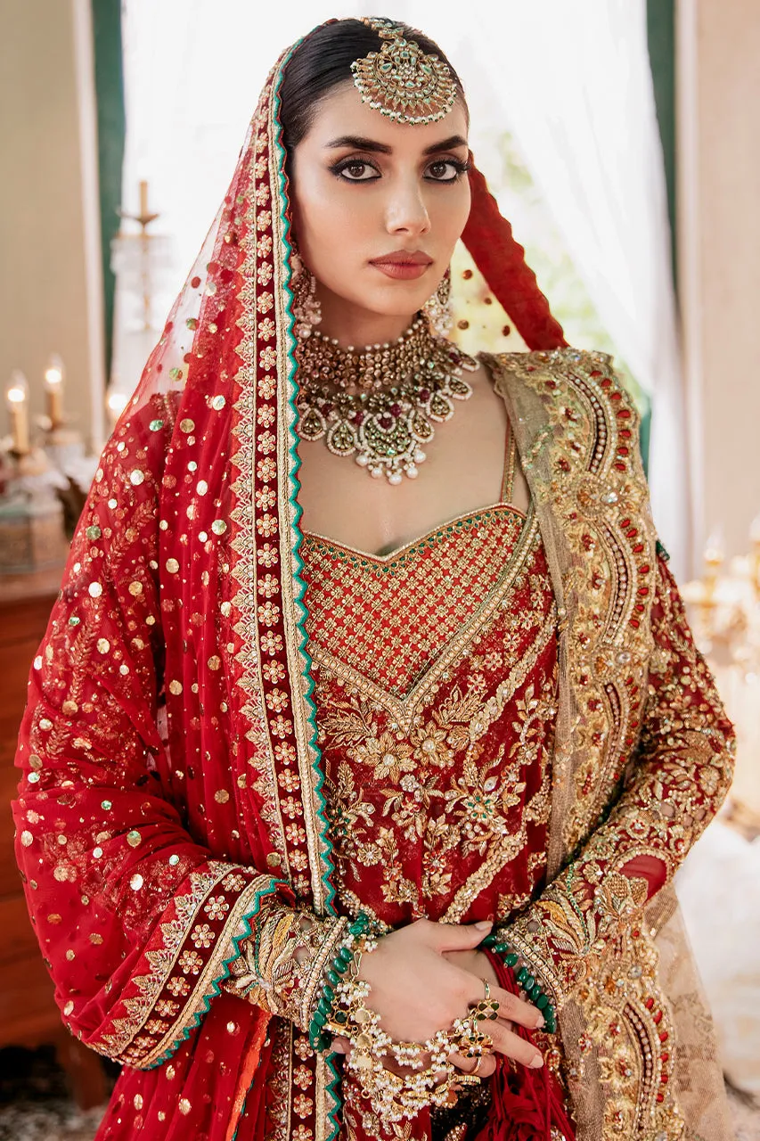 Red Net Lehenga Frock Dress for Pakistani Bridal Wear