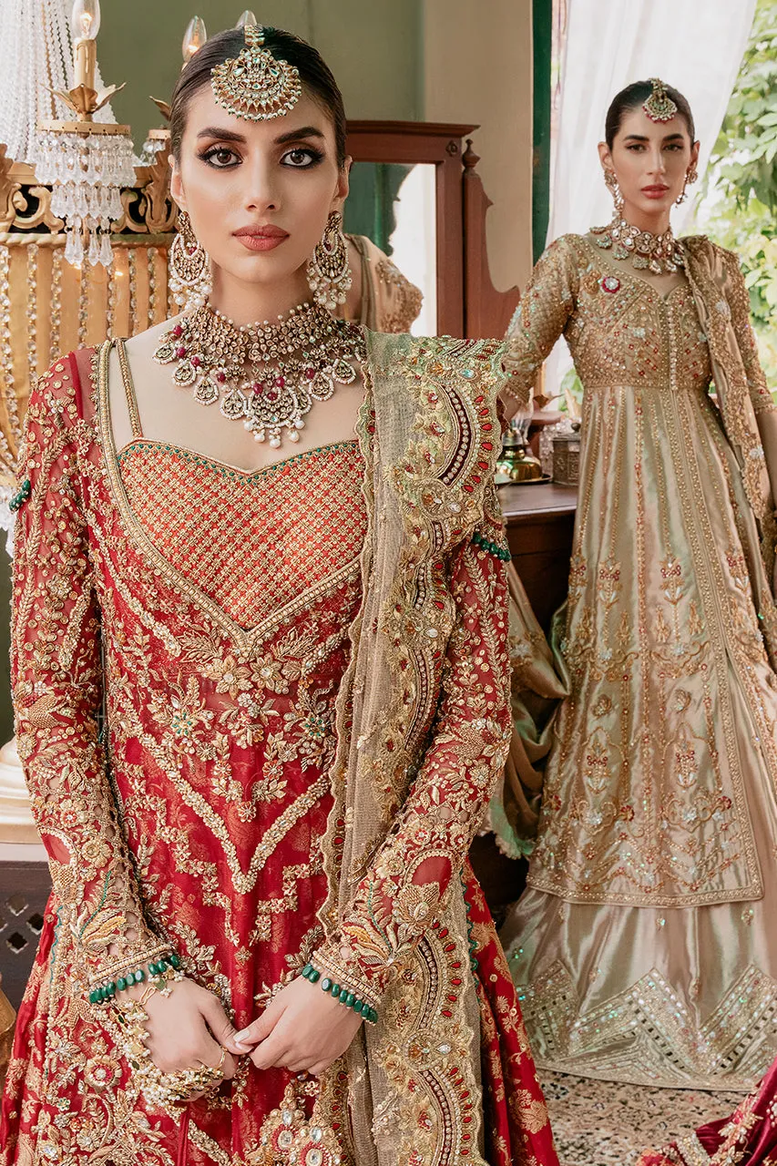 Red Net Lehenga Frock Dress for Pakistani Bridal Wear