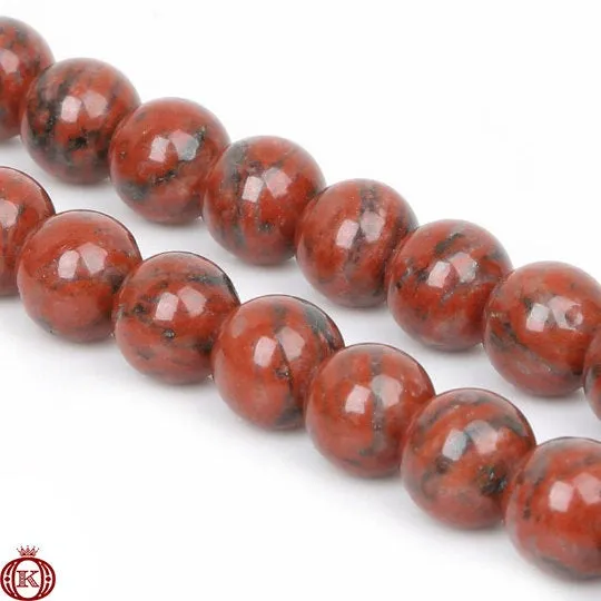 Red Sesame Jasper Beads Smooth Round